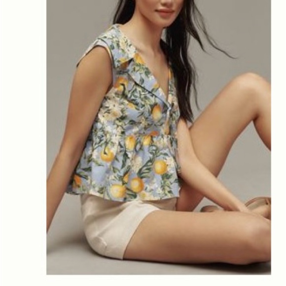 Maeve Blue Floral Babydoll Top
